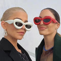 Sunflower New Ins Wind Year Cat Eye Plastic Black  Elliptical Geometry alien Bow Shading Designer Oval Sunglasses