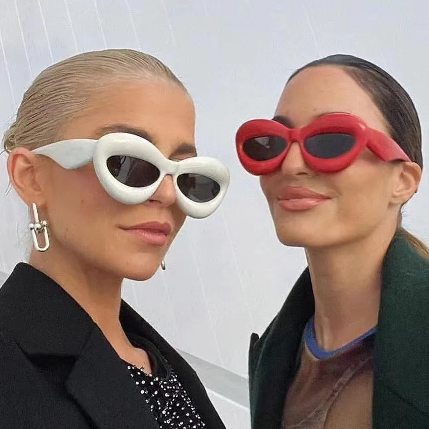 Sunflower New Ins Wind Year Cat Eye Plastic Black  Elliptical Geometry alien Bow Shading Designer Oval Sunglasses