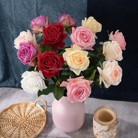 L33 Luxury Purple Real Touch Latex Flowers Wedding Decor pink Artificial Rose Silk Flower for Wedding Home Party Arrangement