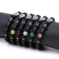 Wholesale Black Matte Stone 12Zodiac Natural Gemstone Bead Birthstone Charm Evil Eye Hamsa Hand Bracelet for Men Women