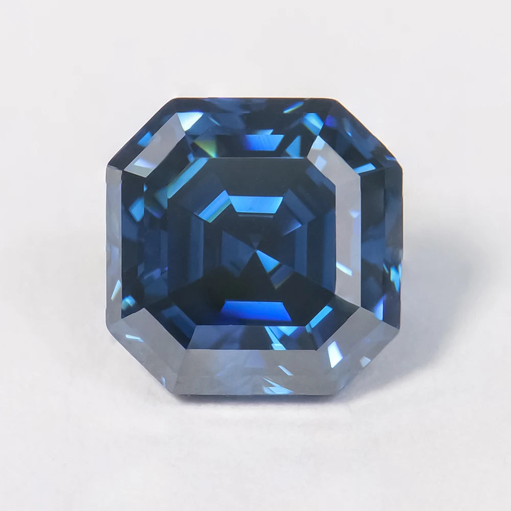 Whzhou 2024 Hotsale Custom 5ct 5mm New Gra Asscher Lab Created Vvs Color Play Blue Moissanite Loose Stone Third Party Certified