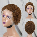 Hot Sale Pixie Cut Short Curly Wig 100% Human Hair 13x4 Transparent Lace Front Wig Color #4 Chocolate Brown Cheap Bob Wig