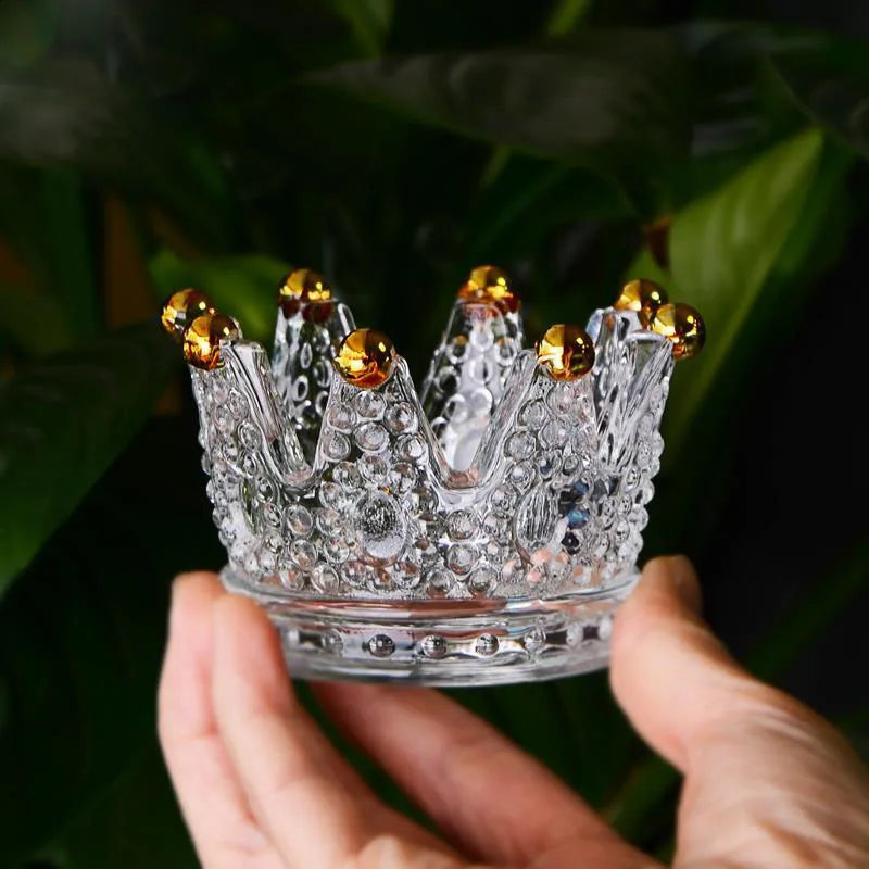 Nail Art Tool Dappen Dish Crown Glass 2-in-1 Holder Nail Pen Brush Holder Crystal Bowl Acrylic Powder Nail Washing