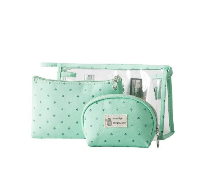 New Fashion Design 3 in 1 Set Make up Bag Waterproof  PVC Transparent Cosmetics Makeup Bags Custom logo clear Toiletry Bag