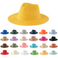 Wholesale Custom Logo Summer Panama Fedora Sombreros Straw Hat Wide Brim Roll up Beach Sun Straw Hat Women and Men