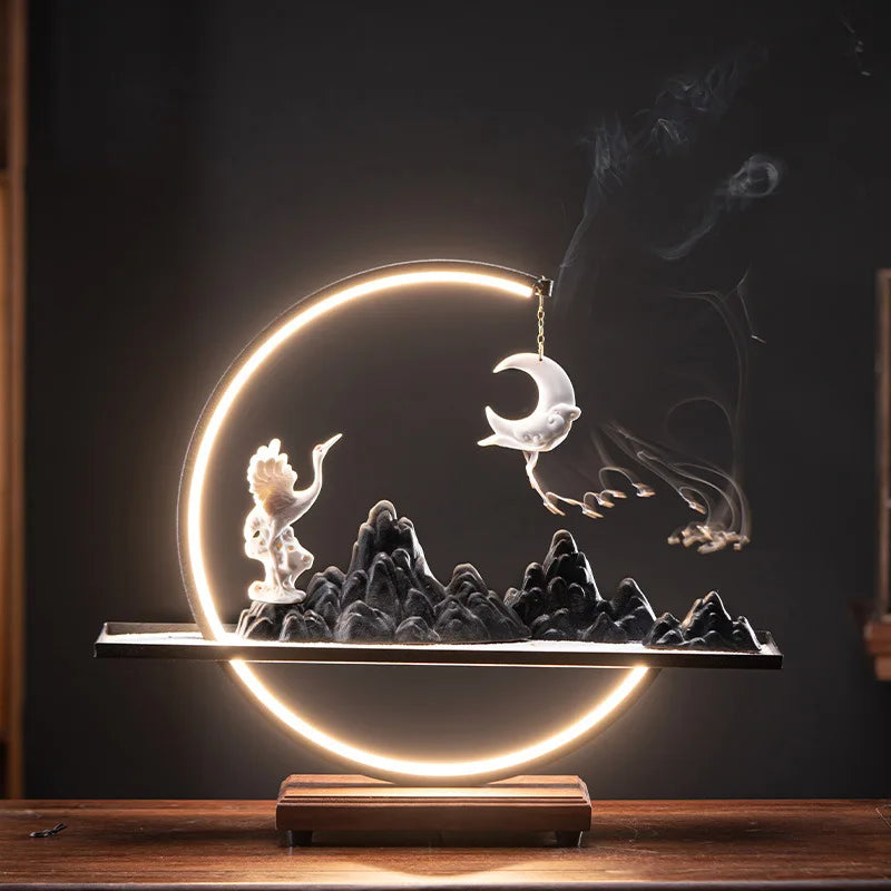 2024 Creative Shape for Yoga Spa Led Light Ceramic Incense Burner