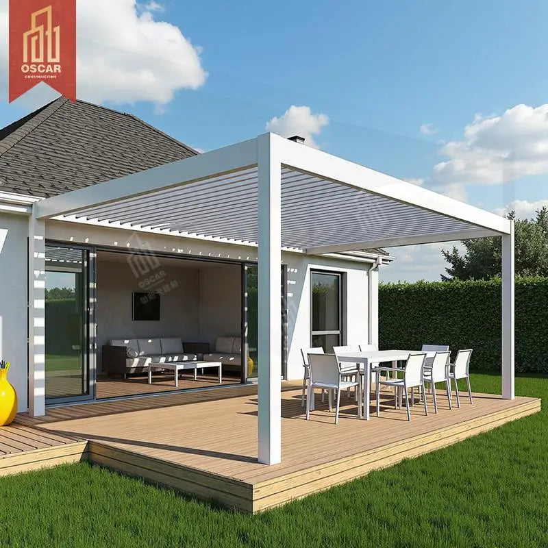 Waterproof Aluminum Deck Cover Electric Louver Roof Patio Garden Yard Outdoor Arbour Pergola