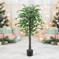 Decorative Plastic Trunk Artificial Ficus/Benjamin/Banyan Tree 145cm Multi-Space Use for Christmas and Oktoberfest Decor