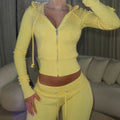 Fall Women Casual 2 Piece Set Outfit Fitness Sport Tracksuit Fashion Colorblock Hoodies + Knit Sweat Flare Pants Suit