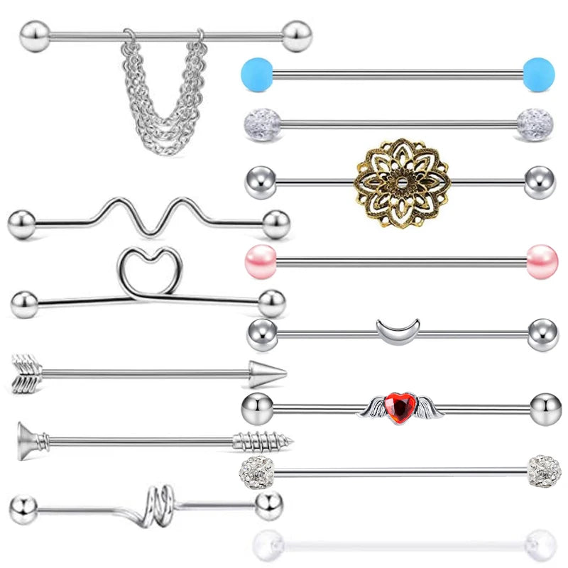 14G Stainless Industrial Barbell Ear Industrial Piercing Bar Industrial Piercing Jewelry Industrial Bar Jewelry for Women Men
