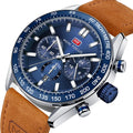 MINIFOCUS 0403 New Fashion Sport Watch for Men Quartz Wristwatches Gift Genuine Leather Strap Luxury Watches Calendar Clock