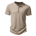 Men's Short Sleeved T-shirt Bamboo Knot Cotton Henry Neck Polo Shirt Fashionable Simple T-shirt