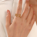 Nabest Tarnish Free Opener Layers Chain Ring Jewelry Fashion Women Stainless Steel 18K Gold Plated Adjustable Rings