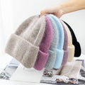High Quality Winter Thick Warm Plush Beach Beanie Hats Solid Color Knitted Acrylic Soft for Women
