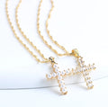 Dainty 18k Gold Plated Small Diamond Pearl Cross Zircon Necklace Pendant for Women