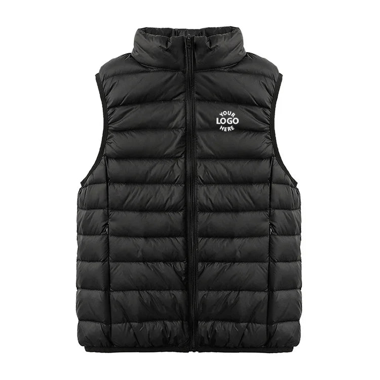 Custom logo Winter Lightweight Casual Sleeveless Women Woven Windproof Zipper Bubble Outer Wear Puffer Polyester Wadding Vest