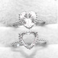 Semi Mount 8*8mm Sterling Silver Ring Heart Shape Empty Frame Blank Support Claw Setting S925 Base Without Center for DIY Inlay