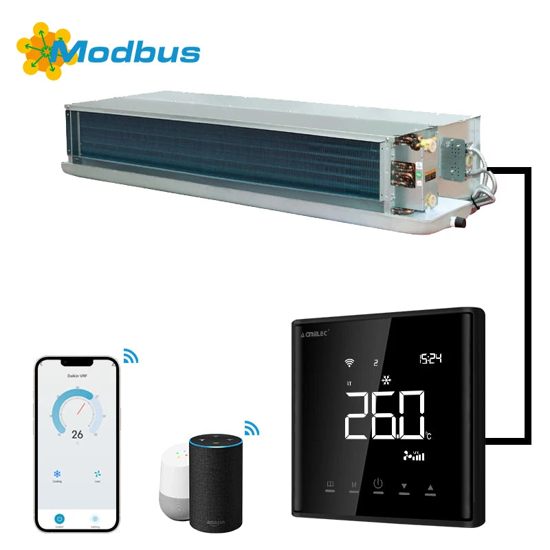 Wifi Fan Coil Unit Modbus Thermostat RS485 Communication HAVC Thermostat Controller Air Conditioner for Cooling or Heating