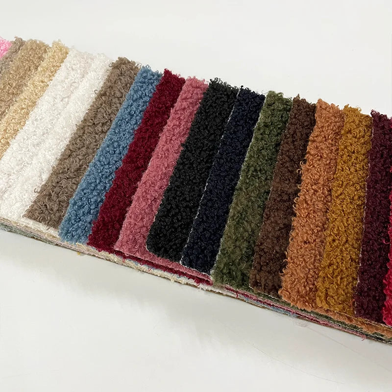 100% Polyester Boucle Teddy Plush Fabric Breathable Customized Woven for Women Shoes Curtains Upholstery Model 158