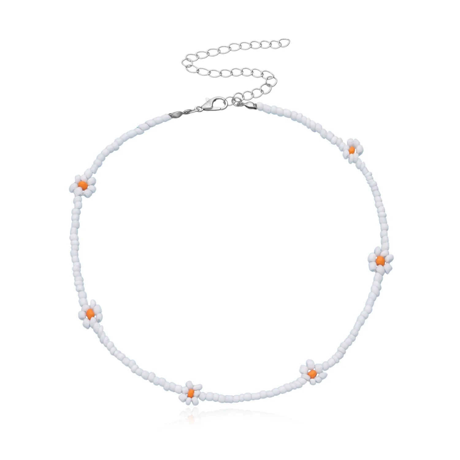 Bohemian Seed Glass Bead Flower Knitting Necklace for Women GMN012