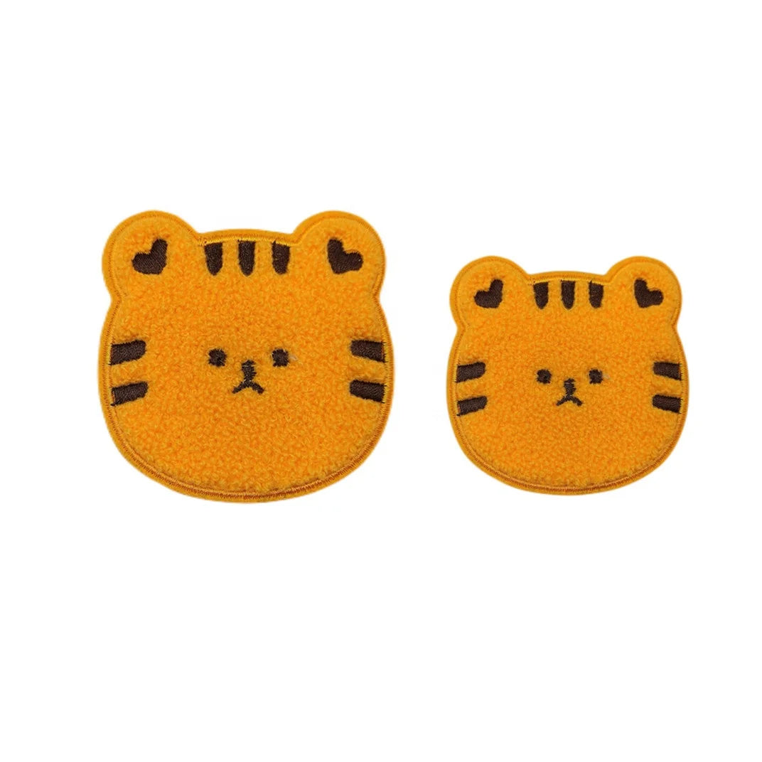 Wholesale 3M Ventralex Chenile Patch Cute Tiger Embroidered Felt for Clothing Iron-On Embroidery Patches for Towel Shirt Jacket