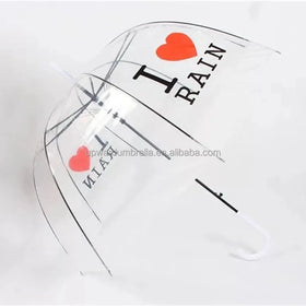 Transparent Umbrella Printing Fiberglass Frame Plastic Straight Minimalist Manual Opening 100cm Diameter Customizable Logo