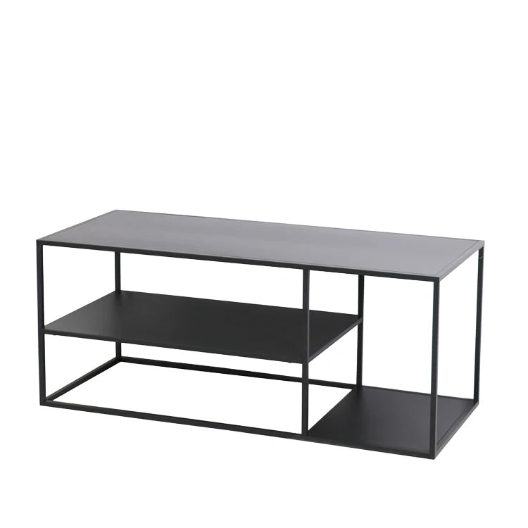 Industrial Convertible Coffee Table with Storage Shelf Modern Metal Design for Living Room