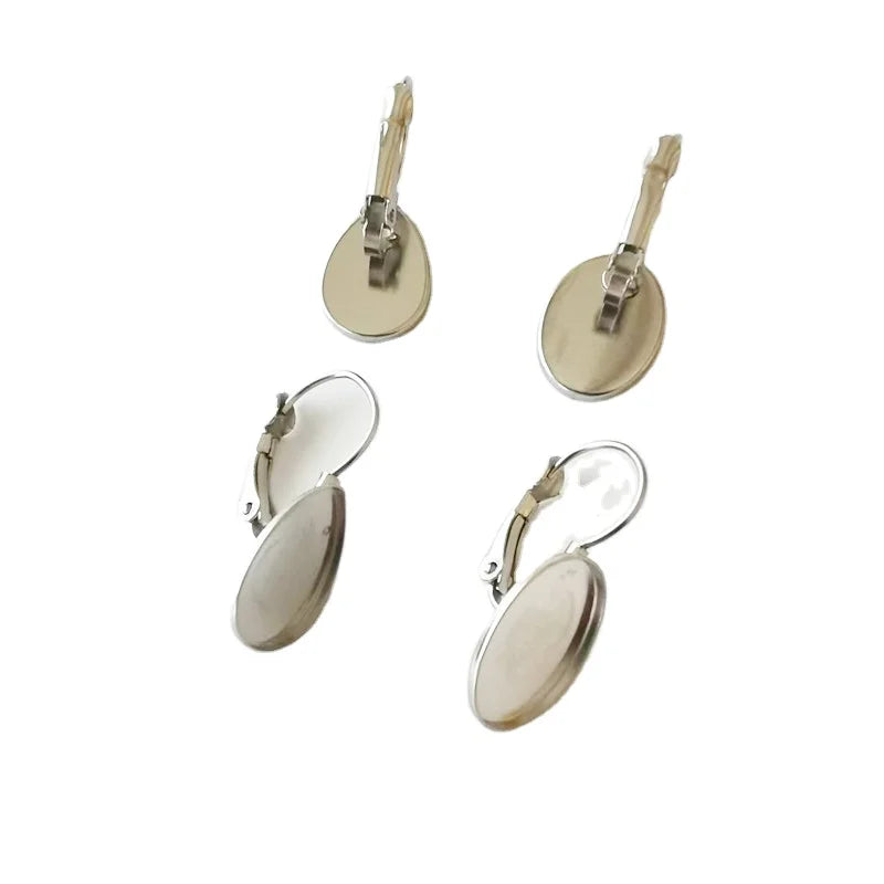 French Lever Back Fashion Earrings with Stainless Steel Heart Cabochons Bezel Tray Accessories Blank Base Earring Clips