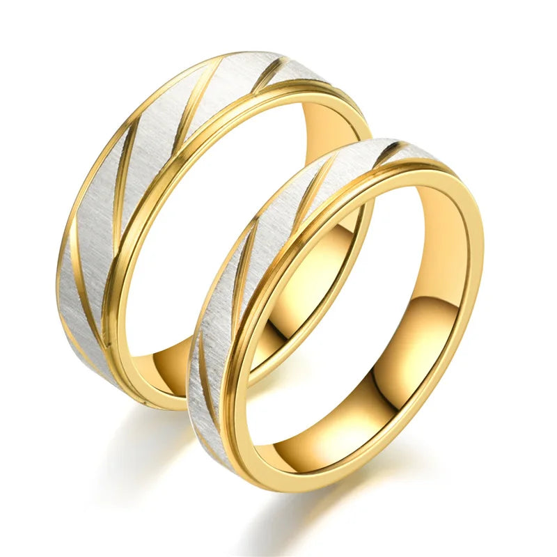 4mm 6mm Multiple Size 18K Gold High Polished Band Stainless Steel Men Women Gold Finger Ring Fashion Fine Rings