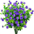 N-0054 9 Bundles Yellow Purple Plastic Shrubs Artificial Flowers Hanging Plants UV Resistant