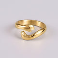 Funny Jewelry New Hyperbole 18K Gold Plated Ring Double Hand Hug Round Stainless Steel Finger Ring for Women