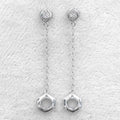 Sterling Silver 6*6mm Semi Mount Line Earrings Empty Support Blank Claws Setting S925 Base Without Center Stone for DIY Inlay