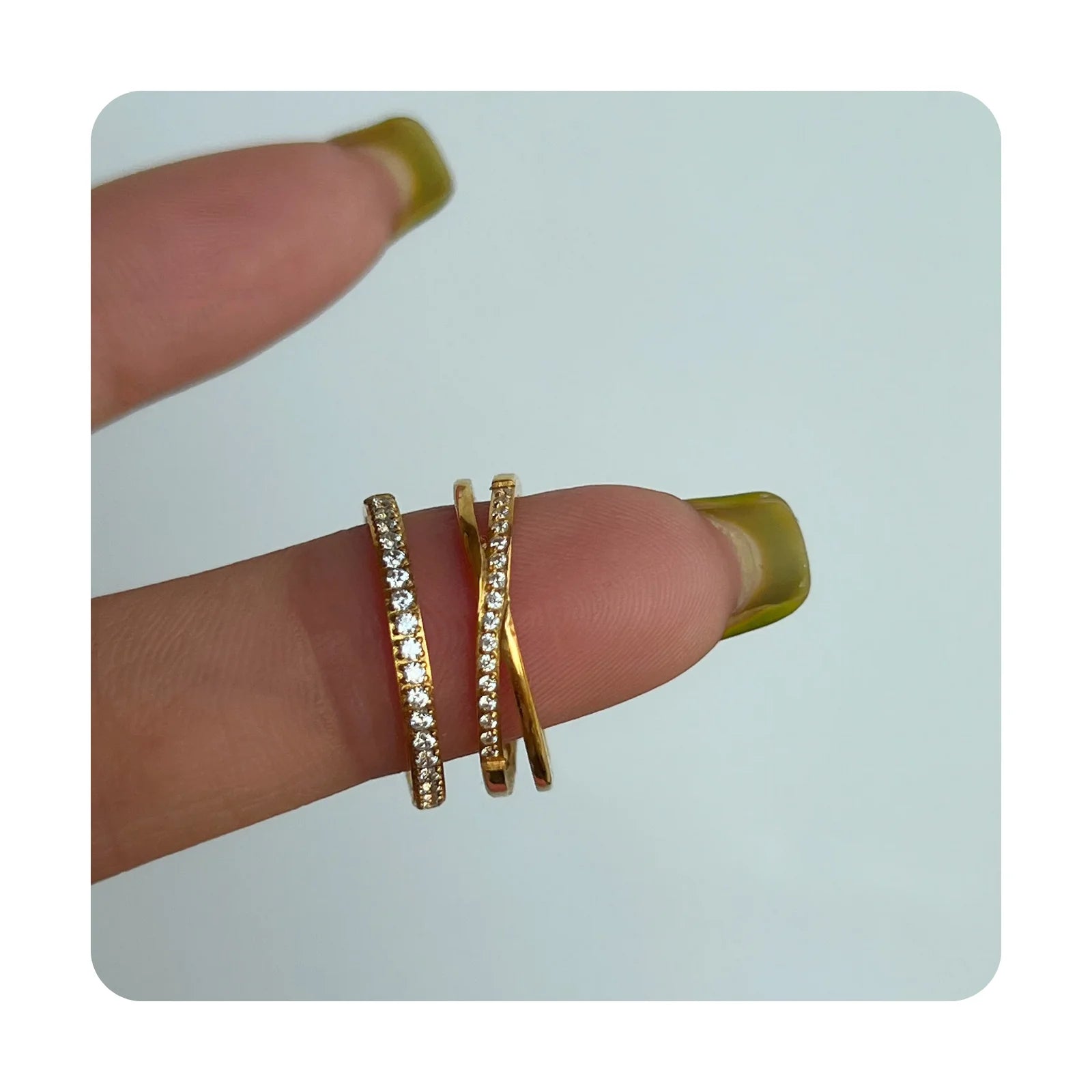 Dainty Waterproof Non Tarnish Jewelry 18k Gold Plated Hypoallergenic Minimalist Stainless Steel Cubic Zirconia Rings for Women