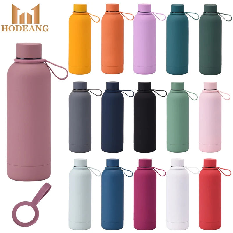 17oz/500ml 750ml 1000ml Rubber Painting Vacuum Insulated Sports Bottle Stainless Steel Matte Water Bottle With Portable Handle