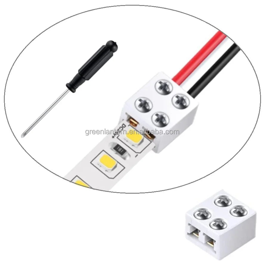 LED Strip Connectors 2 Pin 8mm Solderless LED Tape Light Connector LED Strip Tape to Screw Cable Wire Terminal Block Connector