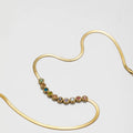 Ins Temperament Stainless Steel Jewelry Waterproof 18K Gold Plated Flat Snake Chain Inlaid Colorful Zircon Necklace YF3215