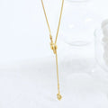 Simple Lariat Y Shape Knotted Pendant Long Necklace Stainless Steel Adjustable Snake Chain Sweater Y Necklace