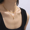 YuJin Jewelry 18K Gold Plated Glass Stone Eight-pointed Star Pendant Choker Necklace Stainless Steel Jewelry Wholesale