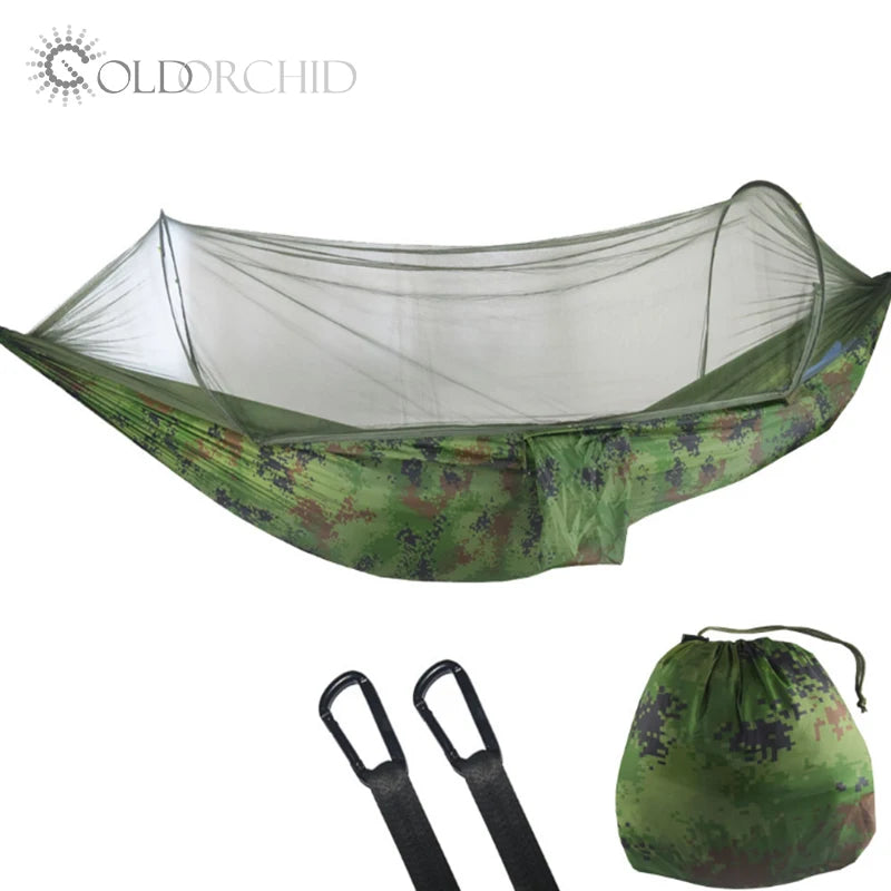 Automatic Quick Open Lightweight Hammock with Mosquito Net Adult 1 Person Tent Gold Orchid New Style Low Cost Waterproof Nylon