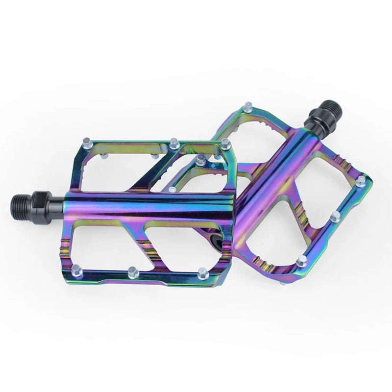 Non-Slip Flat Ultralight Aluminum Magnesium Alloy for MTB Pedals with Cr-Mo Steel Axle for BMX Road Bicycles Wide Platform