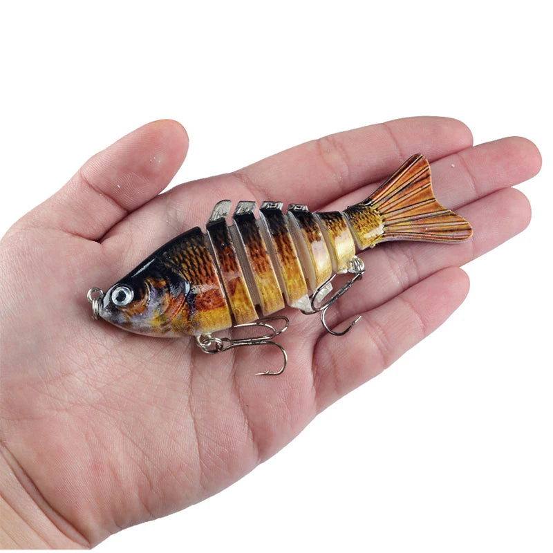 WEIHE 10cm 15g 5 Colors Artificial Hard Fishing Lure Multi-Jointed 7-Sections 6# Treble Hooks for River Lake Stream Sea Fishing