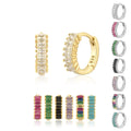 FUAMAY Women's 925 Silver 18K Gold Vermeil Plated Baguette Cubic Zirconia Hoop Earrings for Wedding Party Gift Anti Tarnish