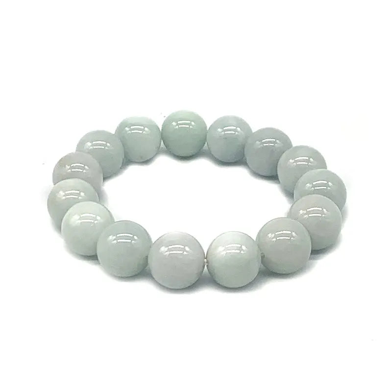 Natural Green Burma Jade Beads Elastic Bracelets Woman  Men Bangle 10 mm 12 mm 14 mm Round