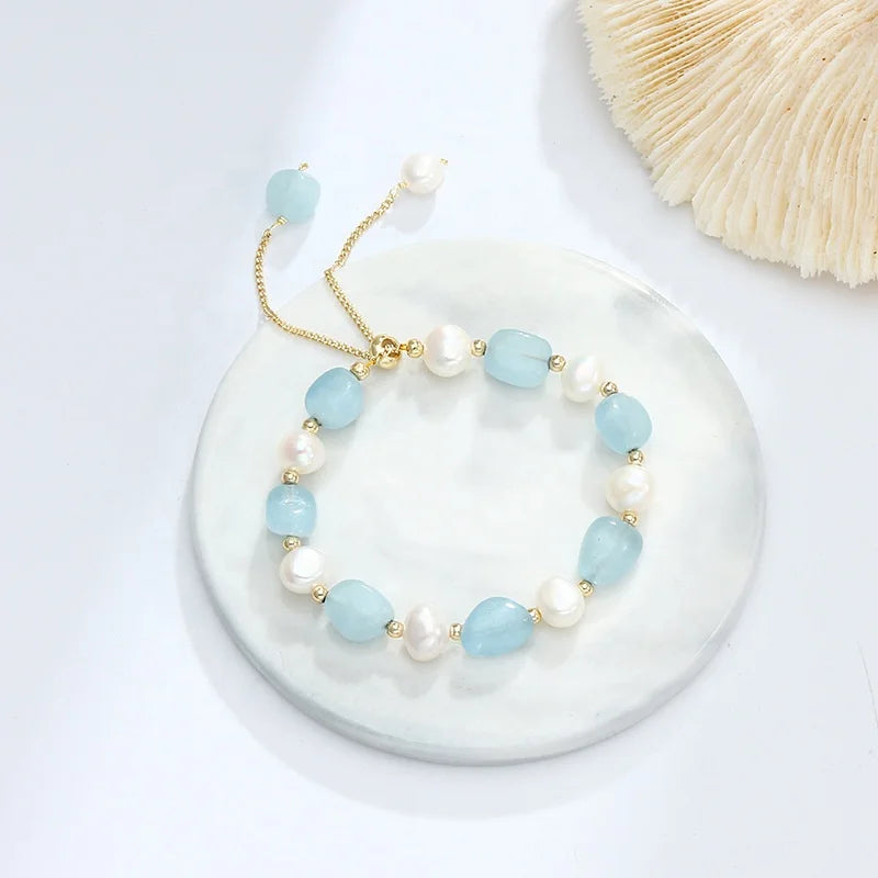 Multi Style Fashion Beaded Bracelets Jewelry Pearl Slide Buckle Natural Crystal Bracelets for Women