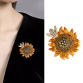 Vintage Bee Sunflower Brooches Alloy Crystal Insect Daisy Flower Pin Jewelry Clothing Accessories Broche De Girasol Ra Abejas MegaBDM