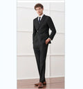Double Breasted Suit Male British Style Business Formal Suit Black Slim Groom Wedding Dress Suit Male