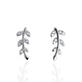 Sterling Silver 925 Silver Cubic Zircon Leaf Stud Earrings Designer Handmade Small Post Earrings Sparkling Leaf Stud Earrings
