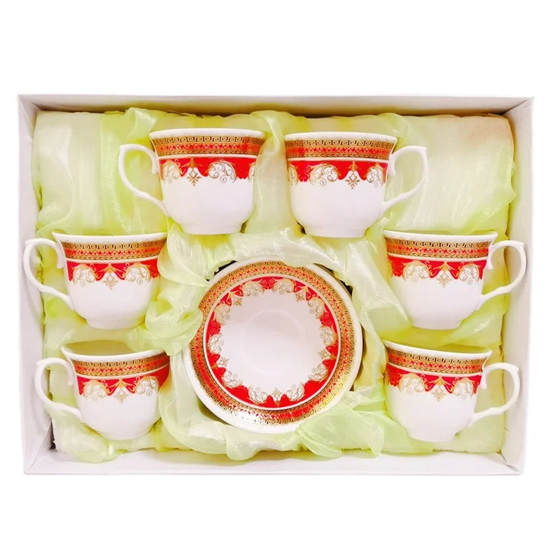 Customized 12pcs Ceramic Turkish Coffee and Arabic Tea Set for Gifts and Special Occasions