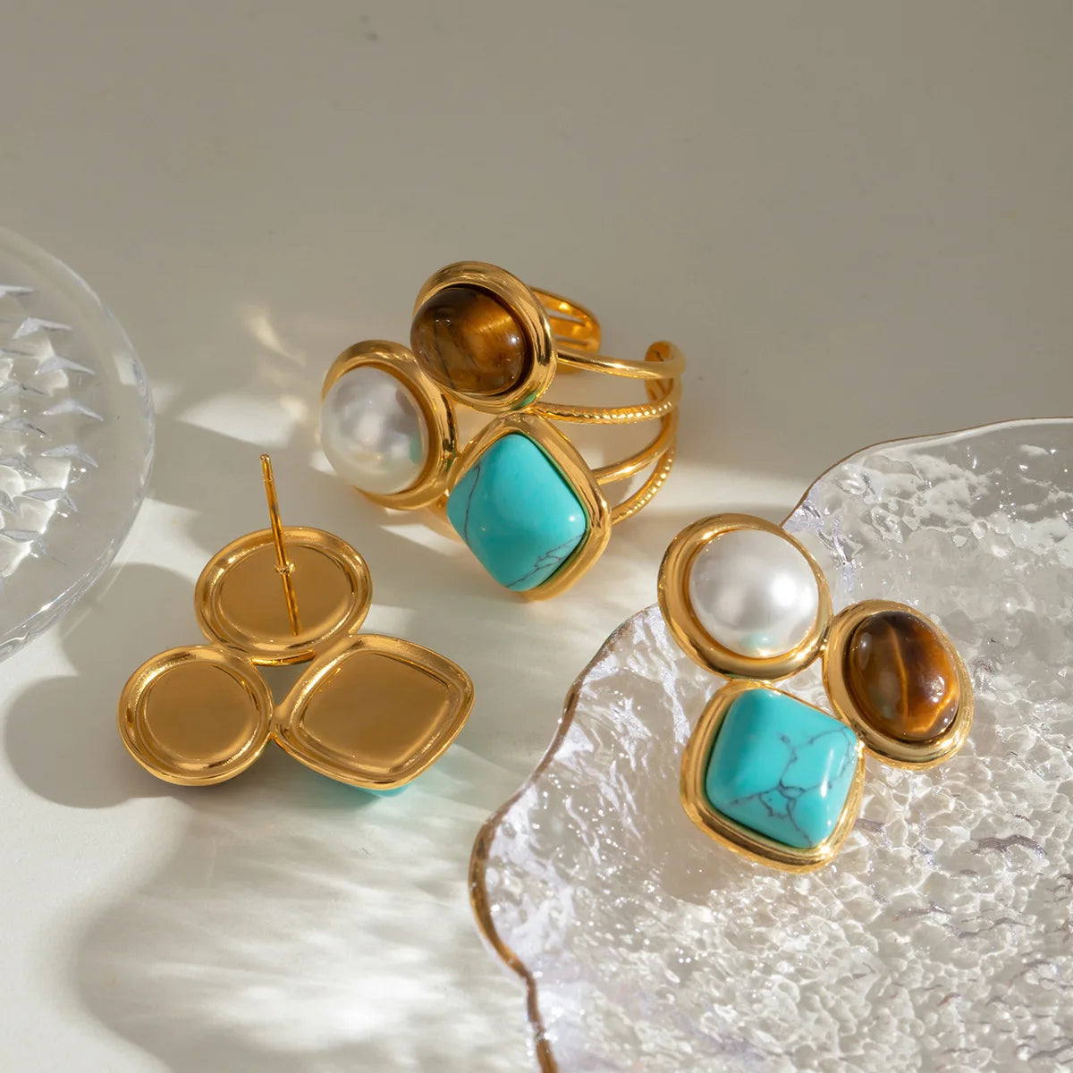 Stainless Steel Earrings for Women Turquoise Stud Earrings Jewelry