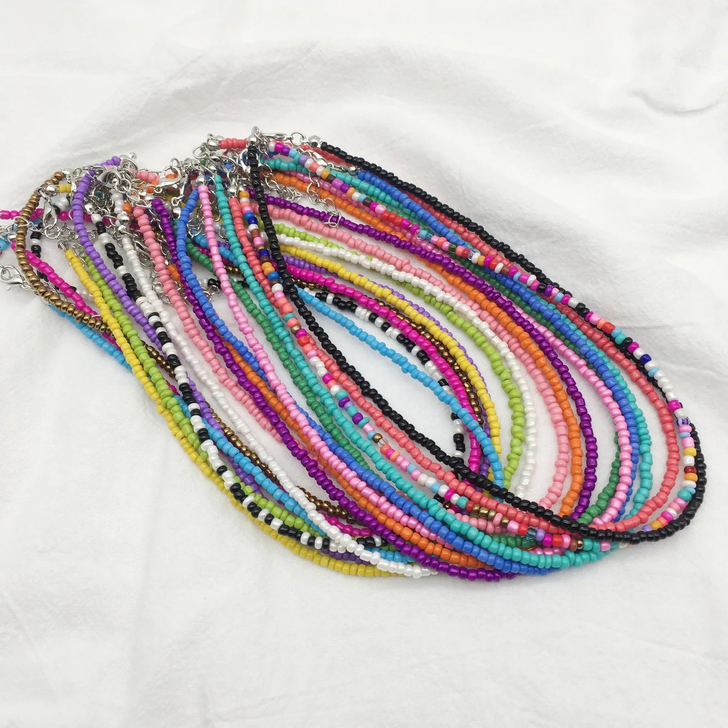 Handmade Single Layer Boho Seed Beads Choker Necklace for Women  Summer Beach Style